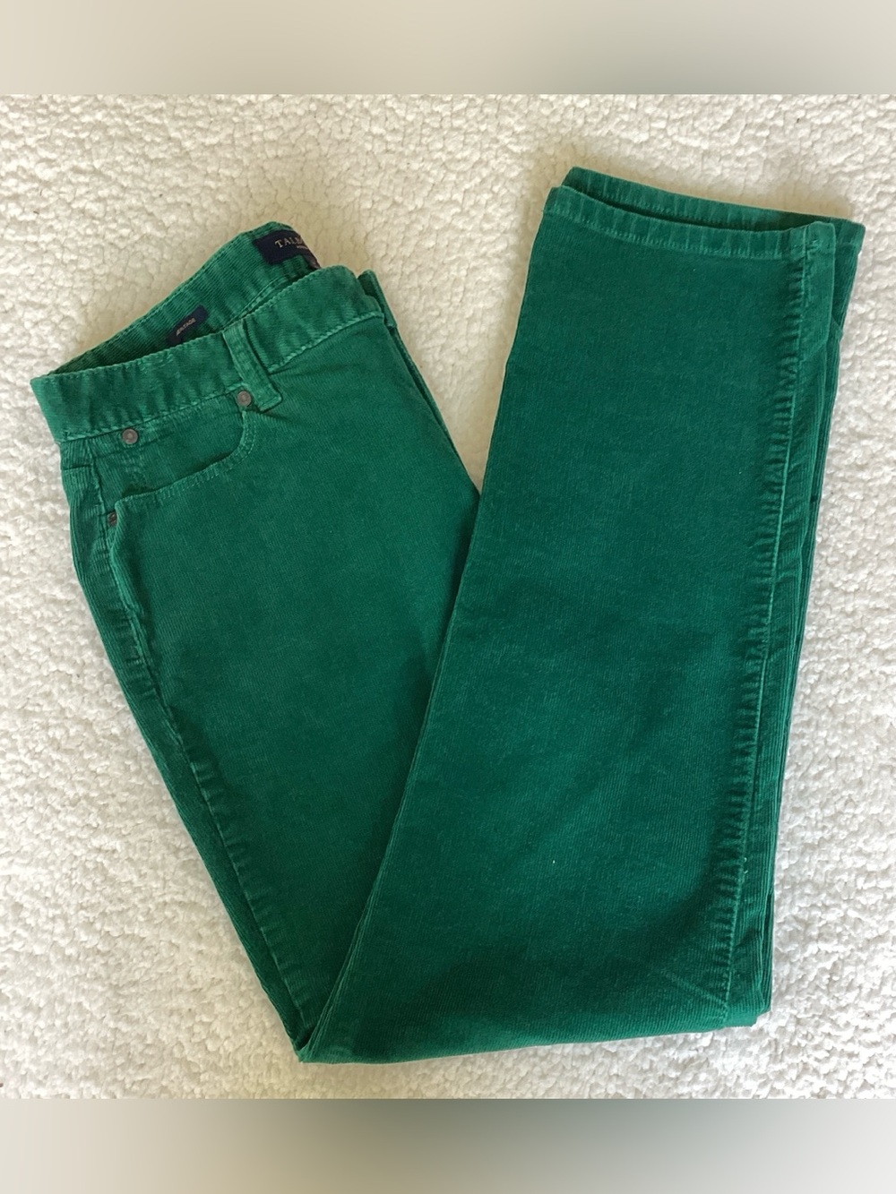 Talbots 12P Emerald Green Corduroy Pants Straight Leg‎ Preppy Classic